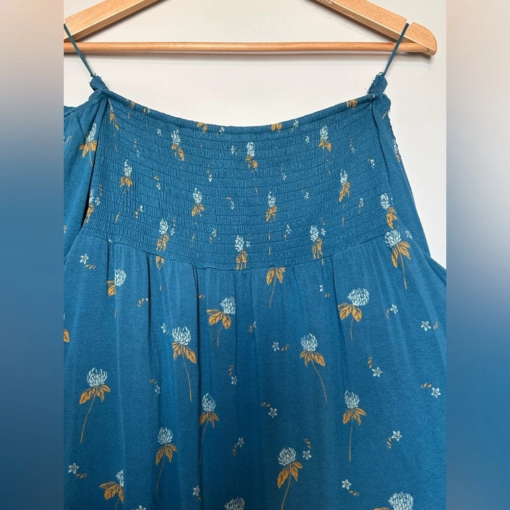 Free People Blue Floral Off-Shoulder Blouse